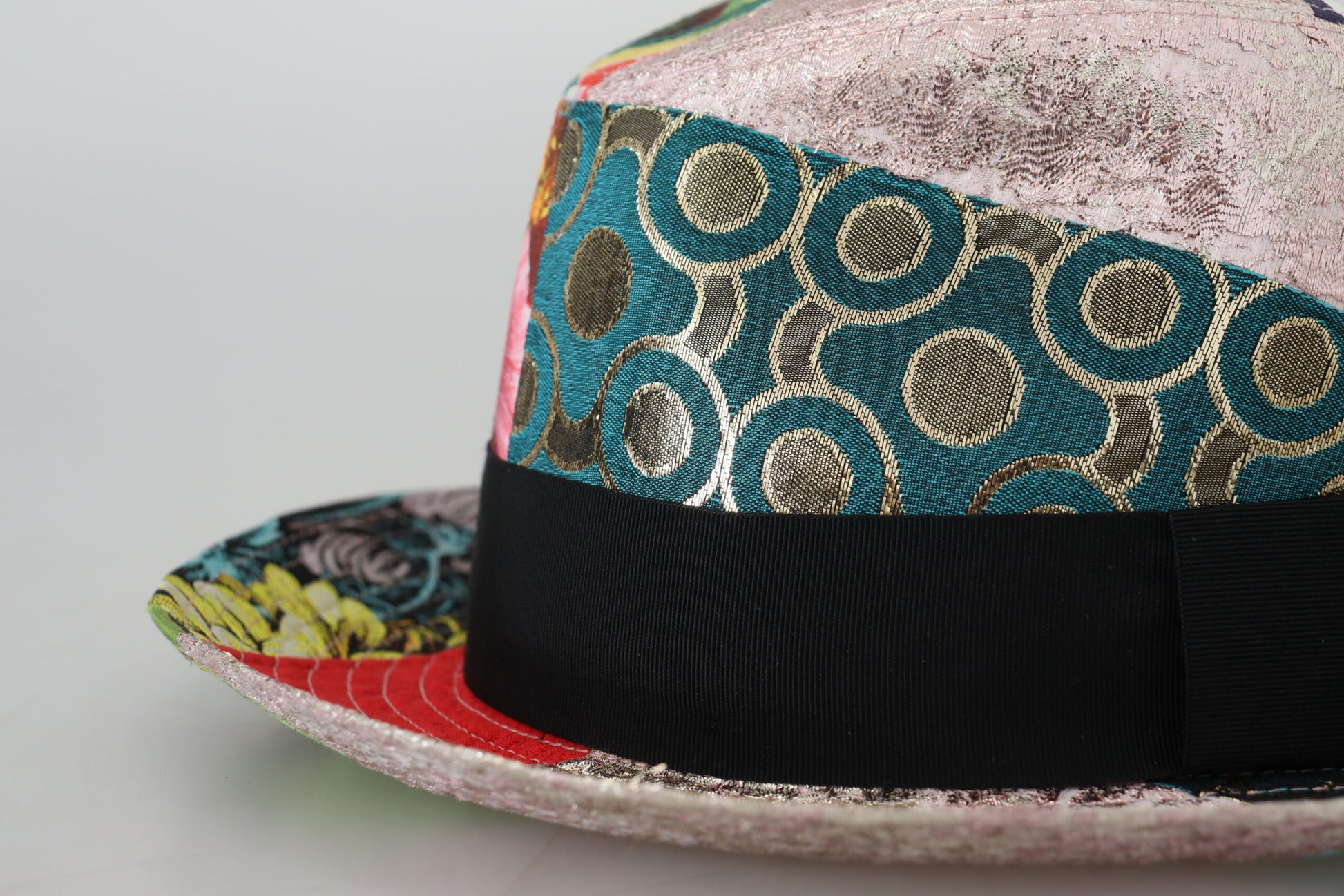 Multicolor Patchwork Women Fedora Wide Brim Hat