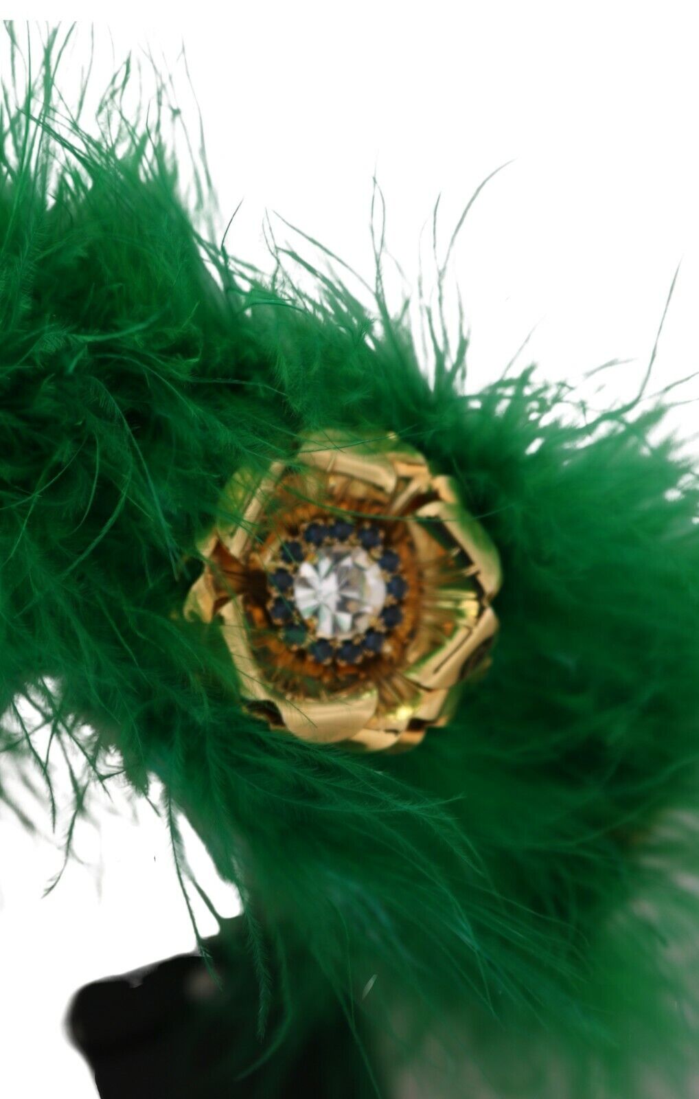 Elegantes smaragdgrünes Seidenstirnband mit Blumenmuster