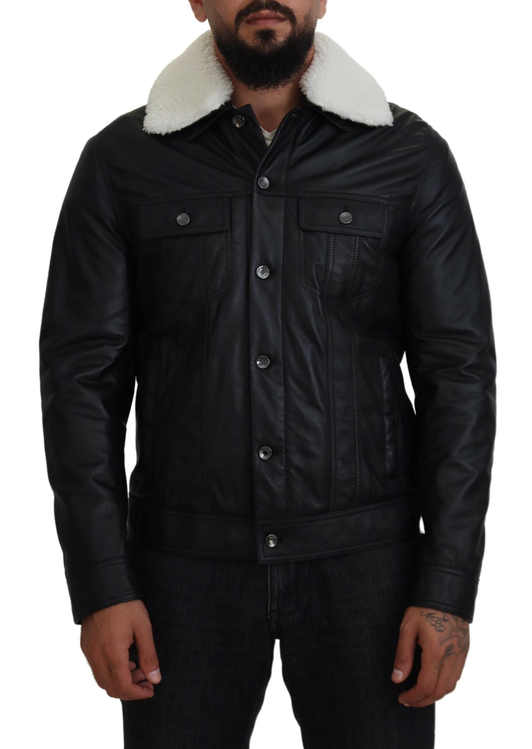 Elegante schwarze Bomberjacke aus Leder