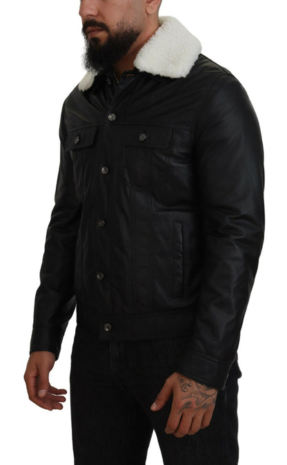 Elegante schwarze Bomberjacke aus Leder