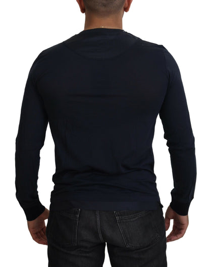 Eleganter blauer Pullover aus Baumwoll-Seidenmischung