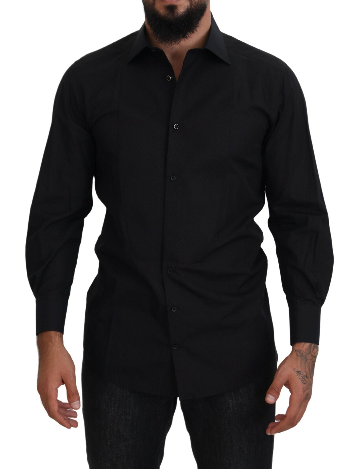 Camisa formal elegante de manga larga negra