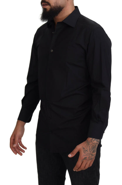 Camisa formal elegante de manga larga negra