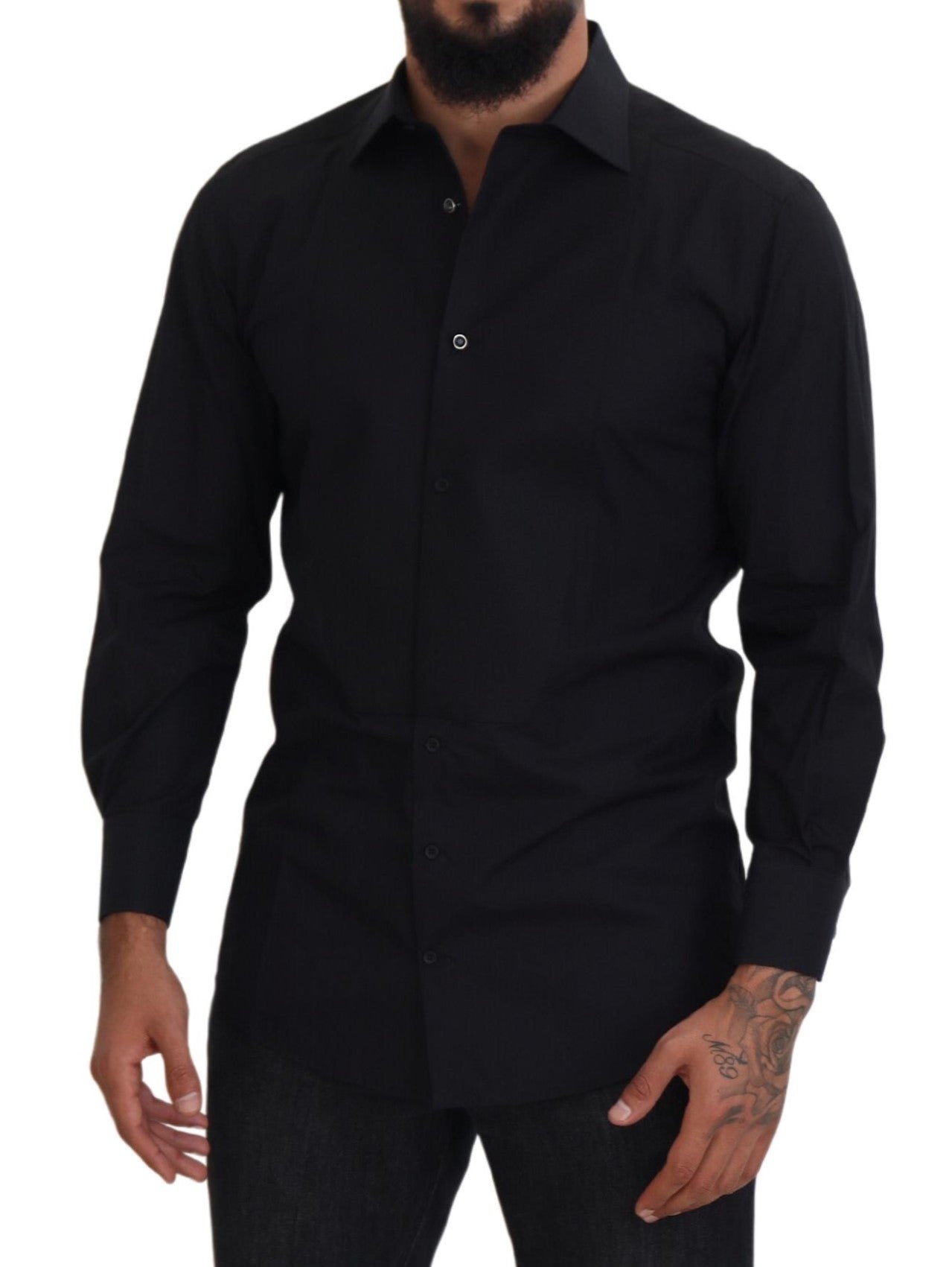 Camisa formal elegante de manga larga negra