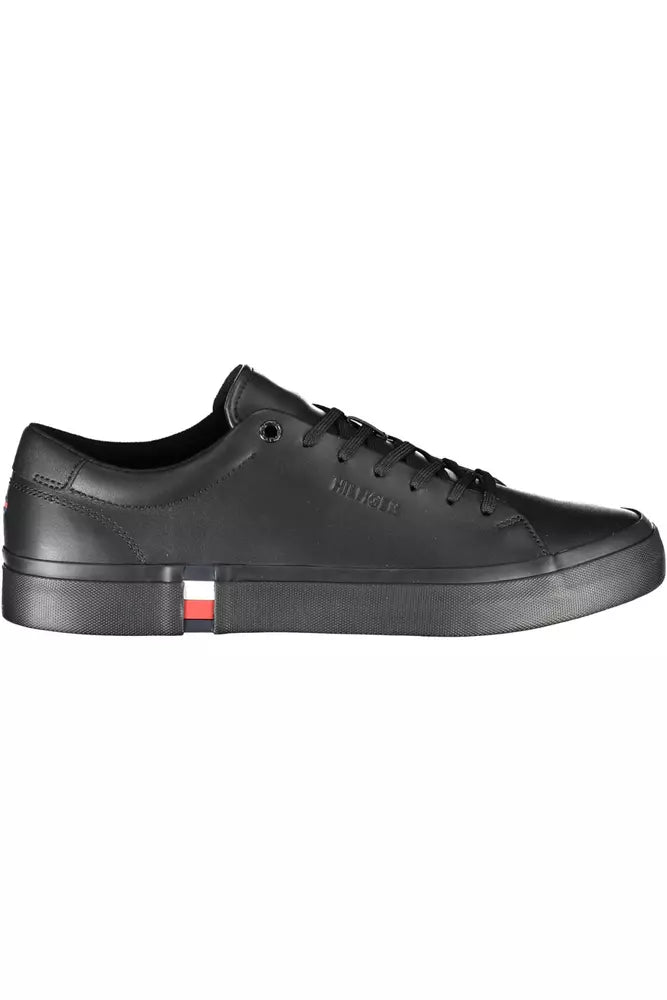 Schwarze Leder Herren Sneaker