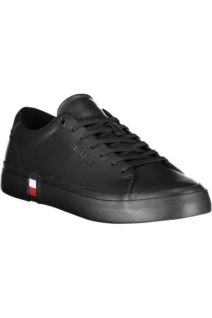 Schwarze Leder Herren Sneaker