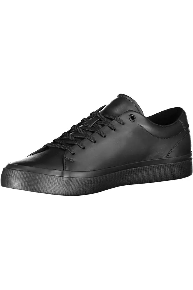 Schwarze Leder Herren Sneaker