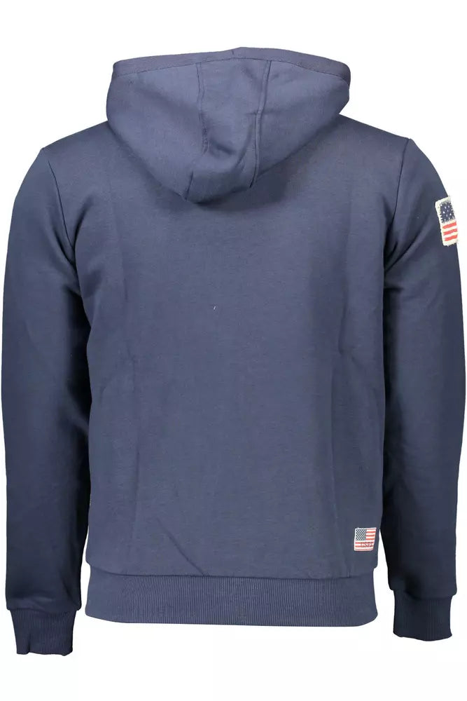 Blue Cotton Mens Hooded Sweater