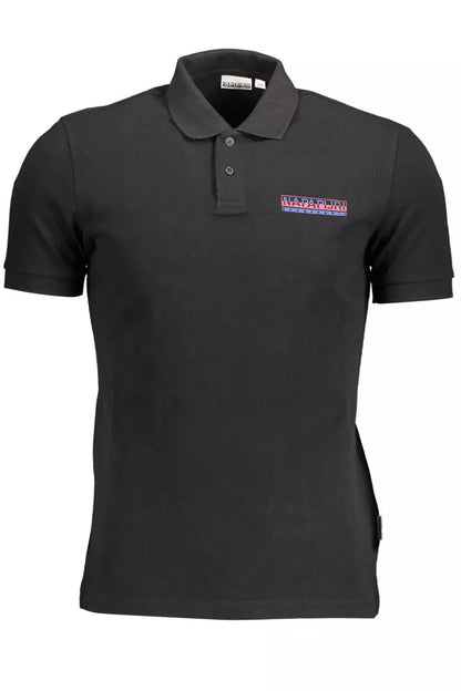 Black Cotton Men Polo Shirt