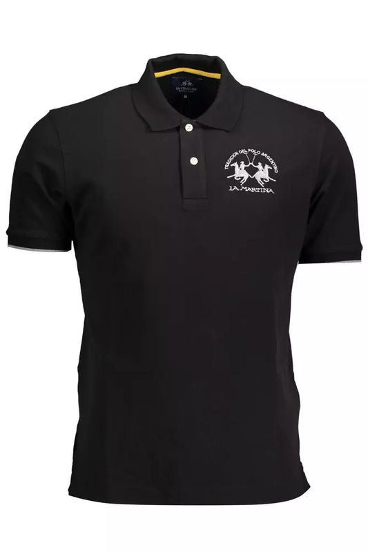 Polo de algodón negro para hombre