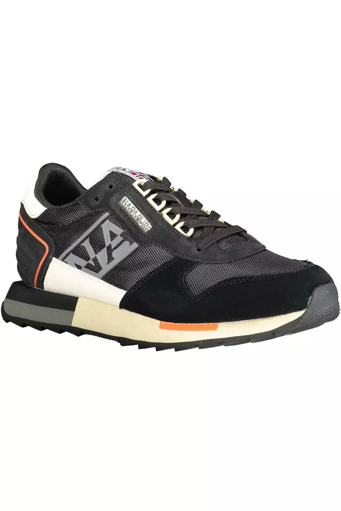 Schwarze Leder Herren Sneaker