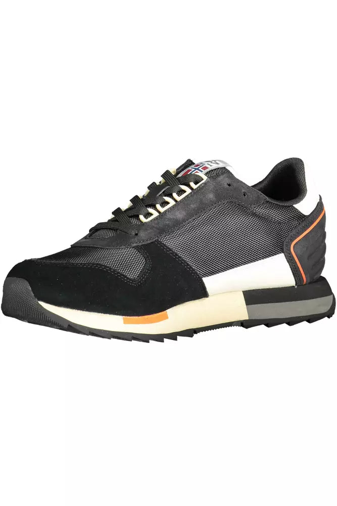 Schwarze Leder Herren Sneaker