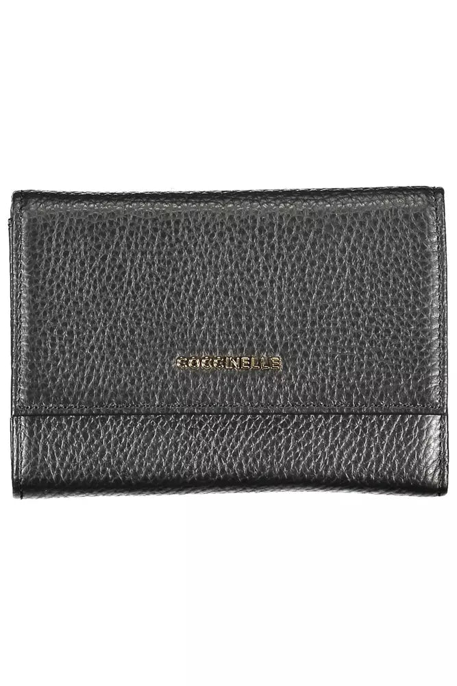 Cartera de piel negra para mujer