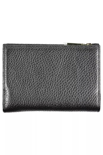 Cartera de piel negra para mujer