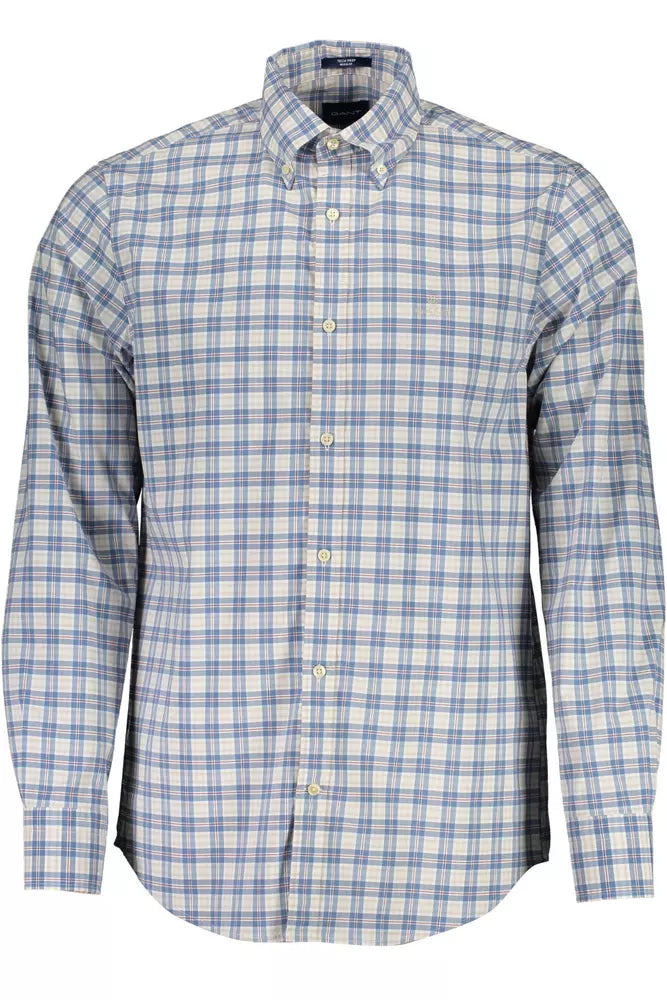 Camisa de algodón azul para hombre