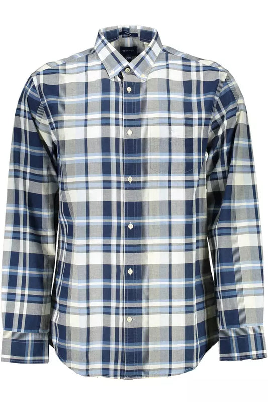 Camisa de algodón azul para hombre