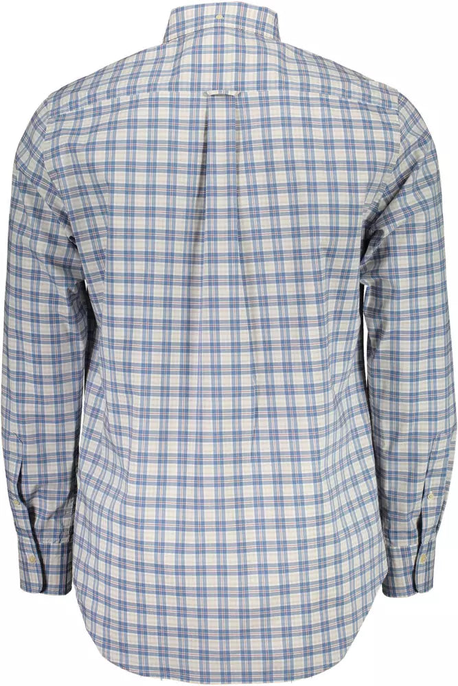 Camisa de algodón azul para hombre