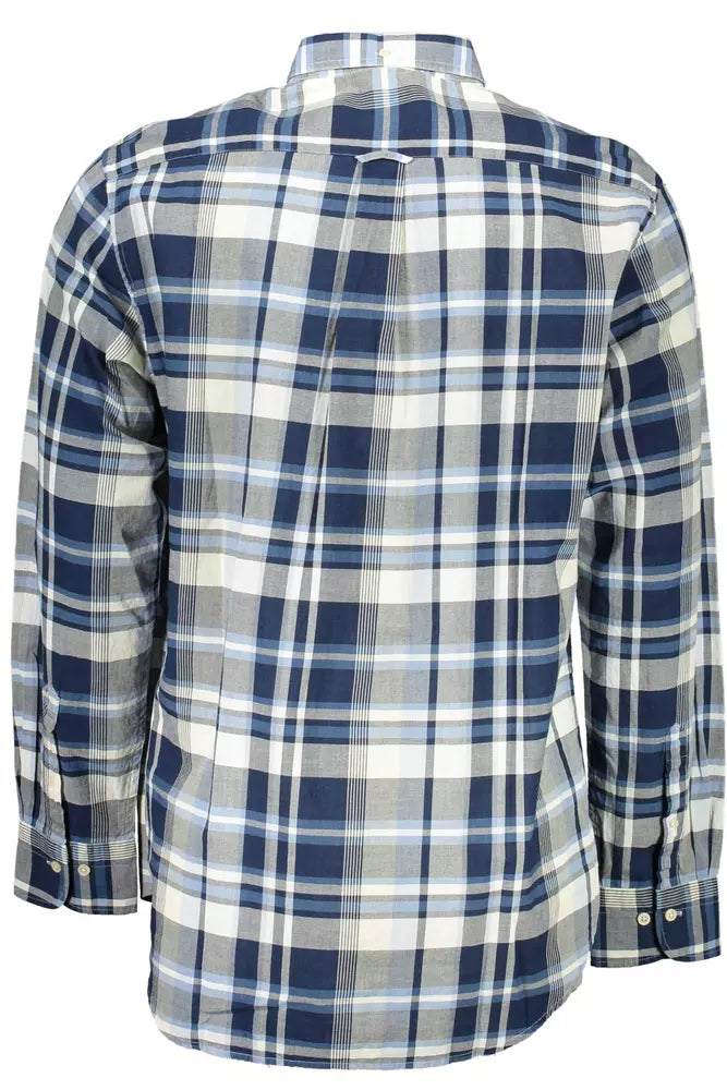 Camisa de algodón azul para hombre