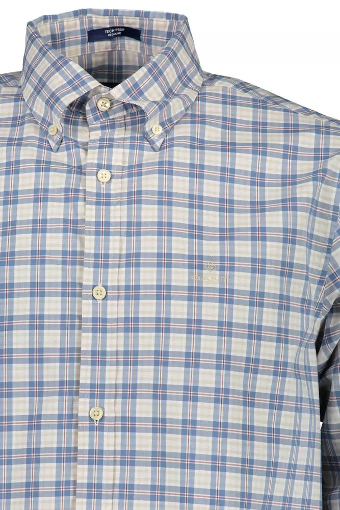 Camisa de algodón azul para hombre