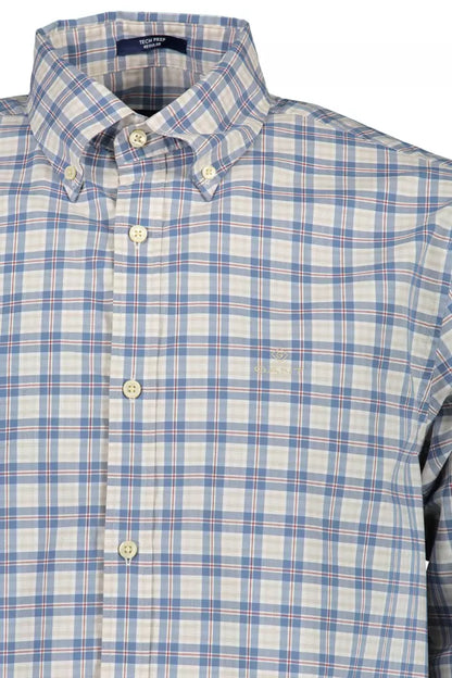 Camisa de algodón azul para hombre