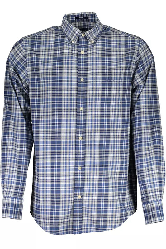 Camisa de algodón azul para hombre