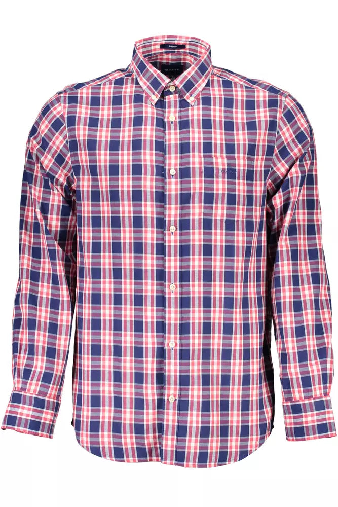 Camisa de algodón azul para hombre