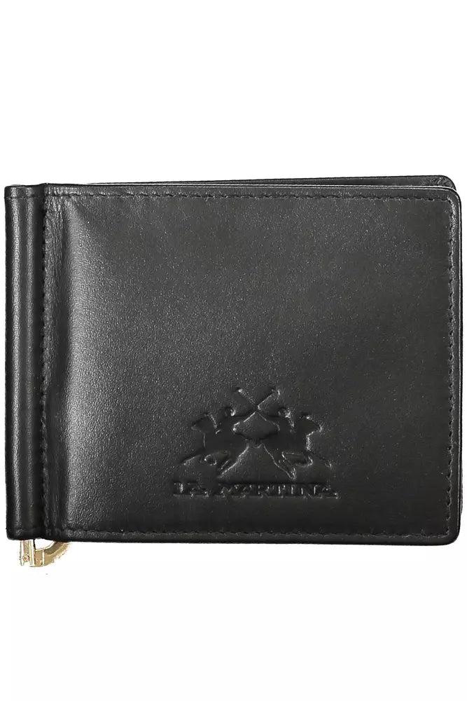 Cartera de cuero negra para hombre