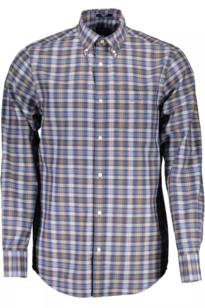 Camisa de algodón azul para hombre