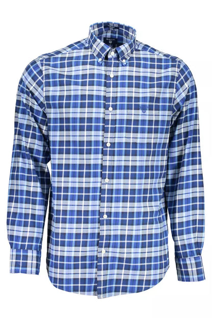 Camisa de algodón azul para hombre