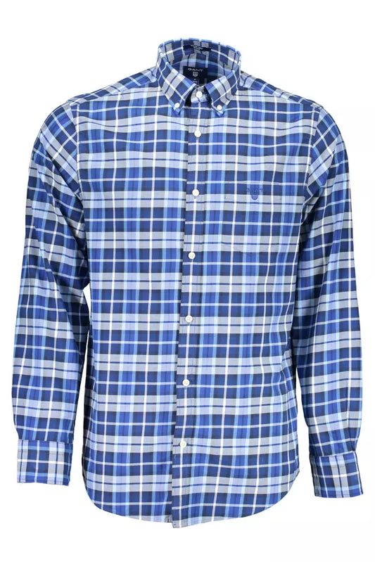 Camisa de algodón azul para hombre