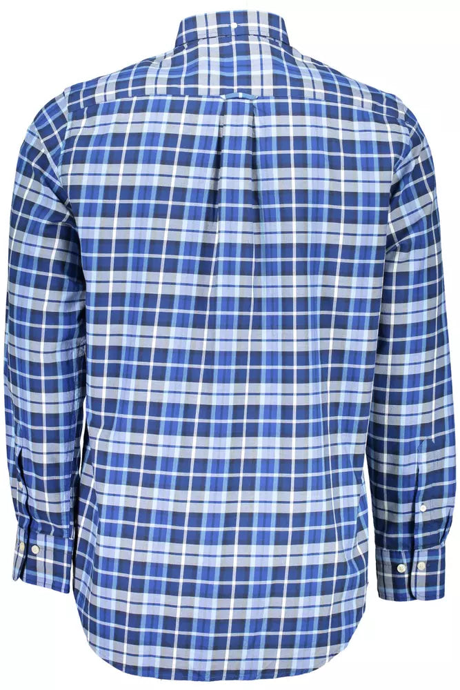 Camisa de algodón azul para hombre