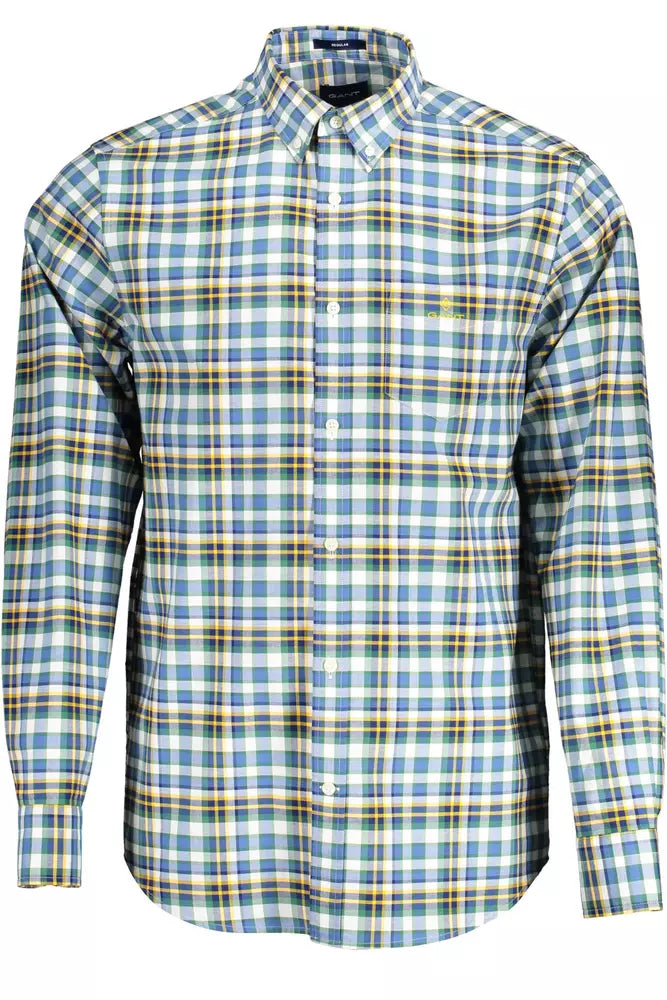 Camisa de algodón azul para hombre