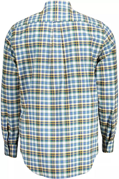 Camisa de algodón azul para hombre