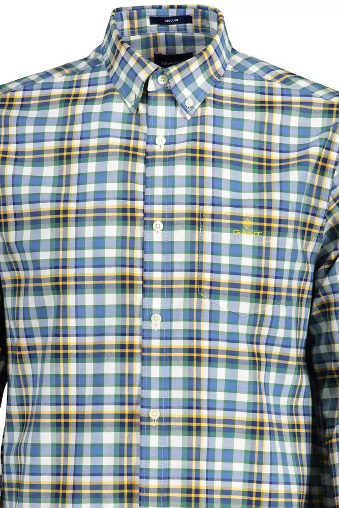 Camisa de algodón azul para hombre