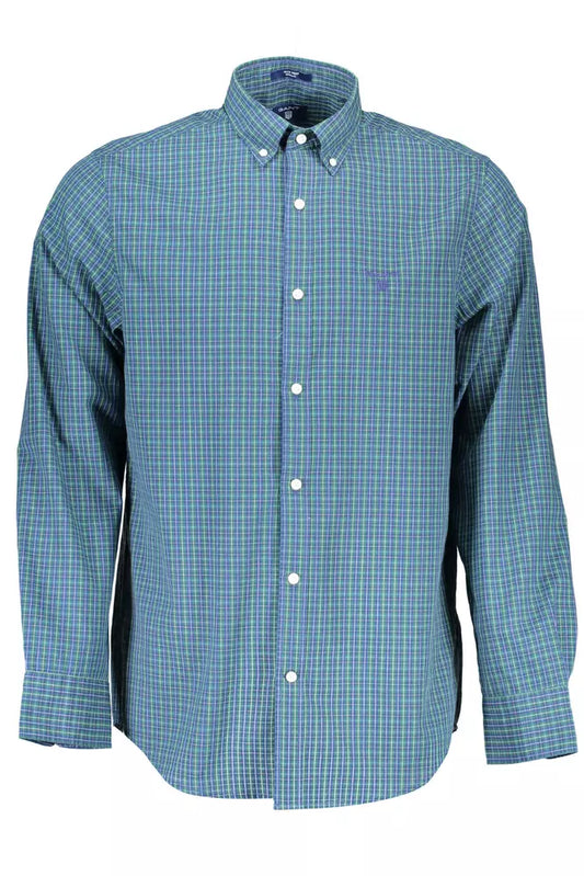 Camisa de algodón azul para hombre