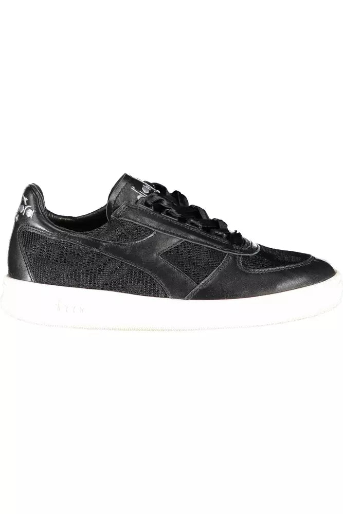 Black Leather Women Sneaker