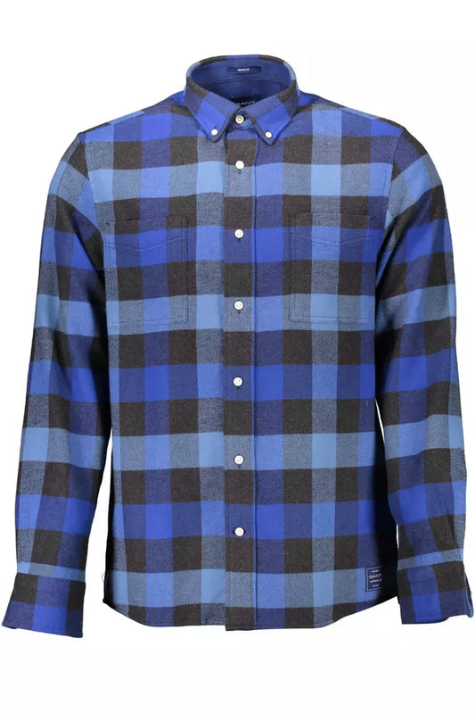 Camisa de algodón azul para hombre