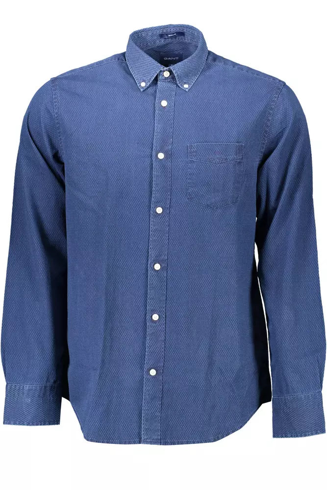 Camisa de algodón azul para hombre