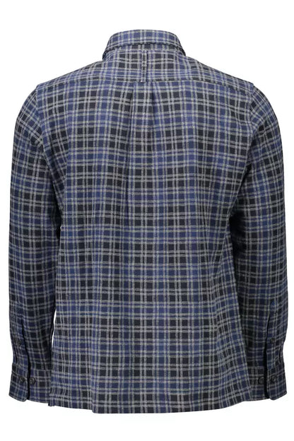 Camisa de algodón azul para hombre