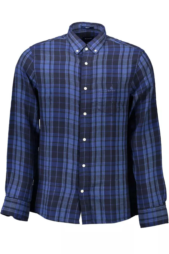 Camisa de algodón azul para hombre