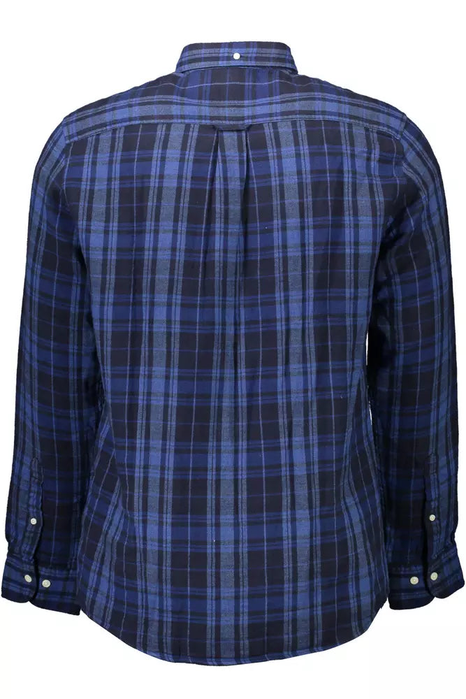 Camisa de algodón azul para hombre