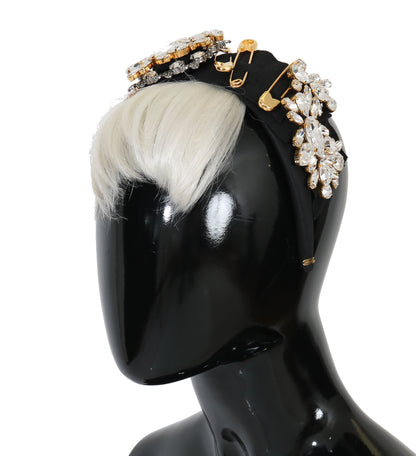 Diadema elegante de cristal negro