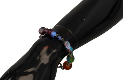 Multicolor Beaded Silver Chain Bracelet