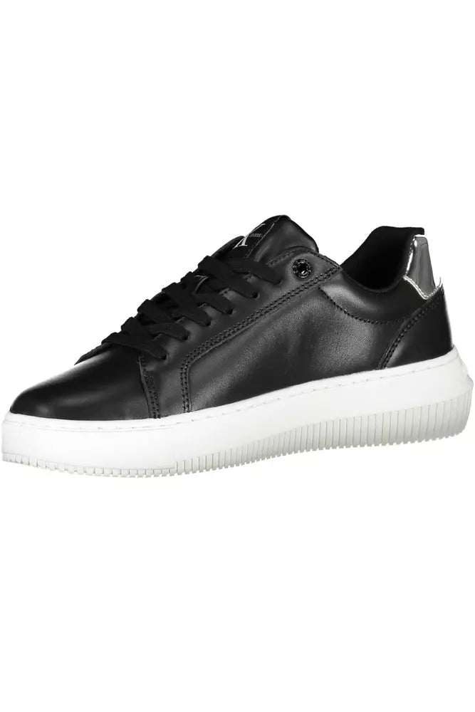 Black Leather Women Sneaker