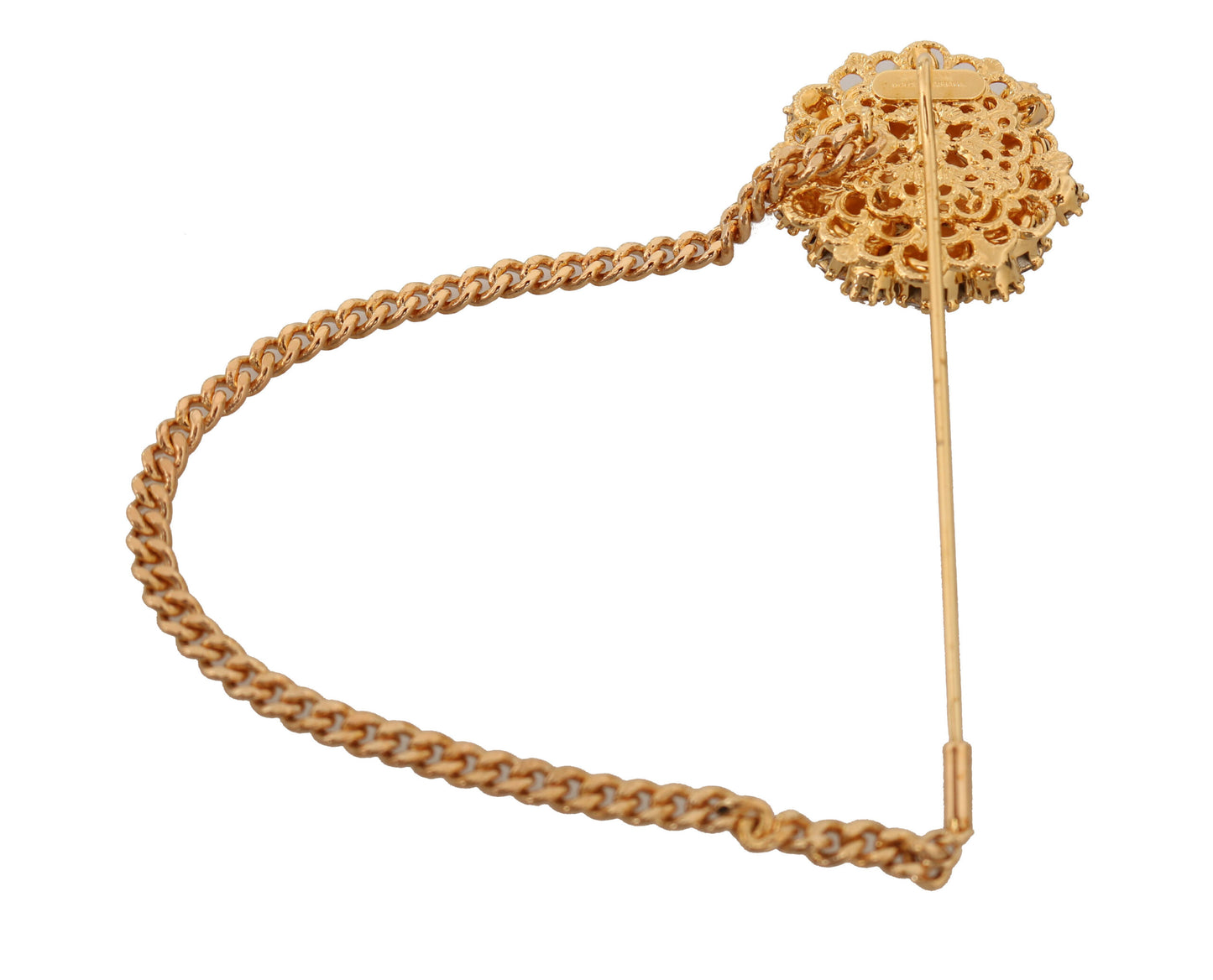 Exquisite Crystal-Embellished Gold Brooch