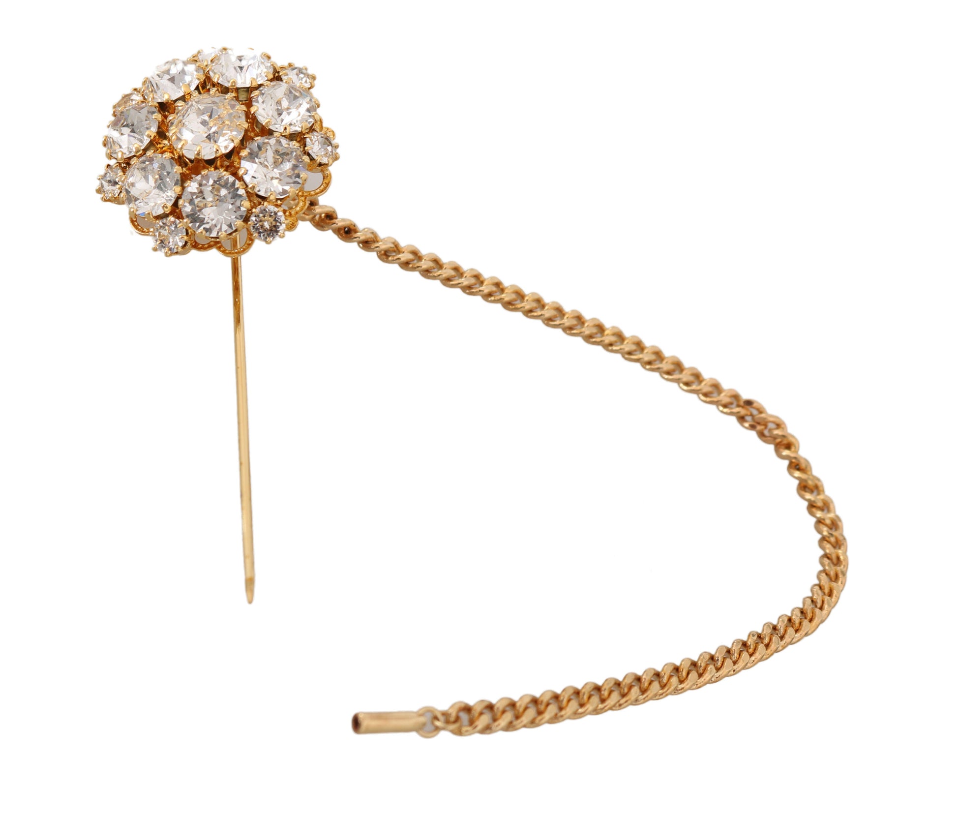 Exquisite Crystal-Embellished Gold Brooch