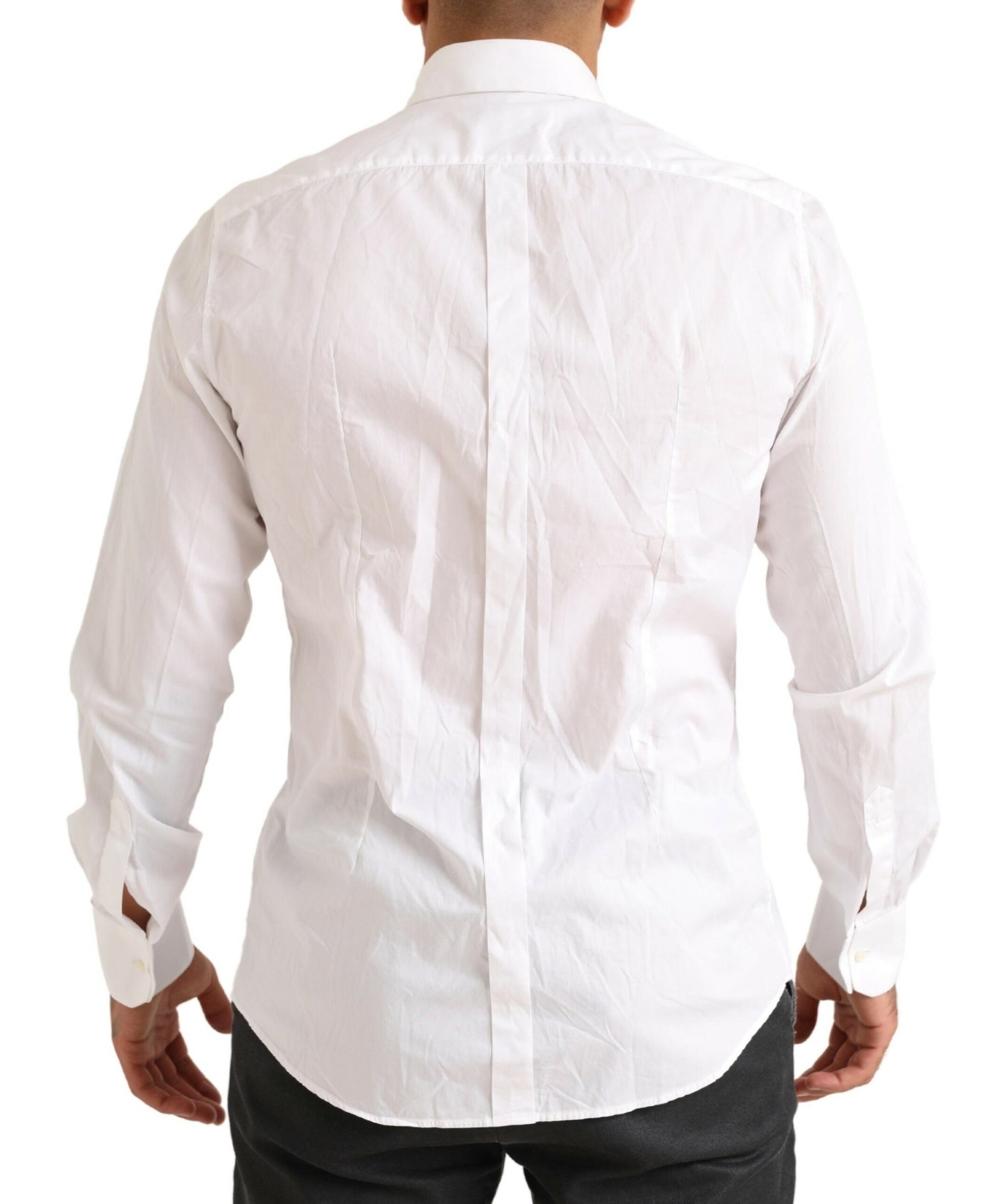 Elegant White Slim Fit Cotton Dress Shirt