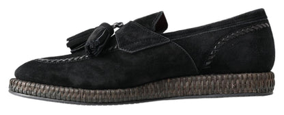 Elegante Espadrilles-Sneakers aus schwarzem Wildleder