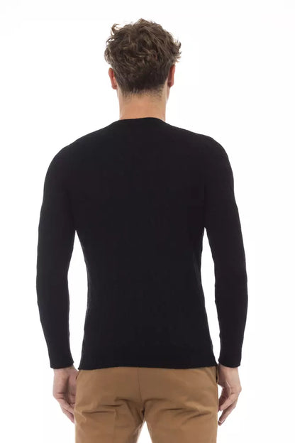 Black Viscose Men Sweater