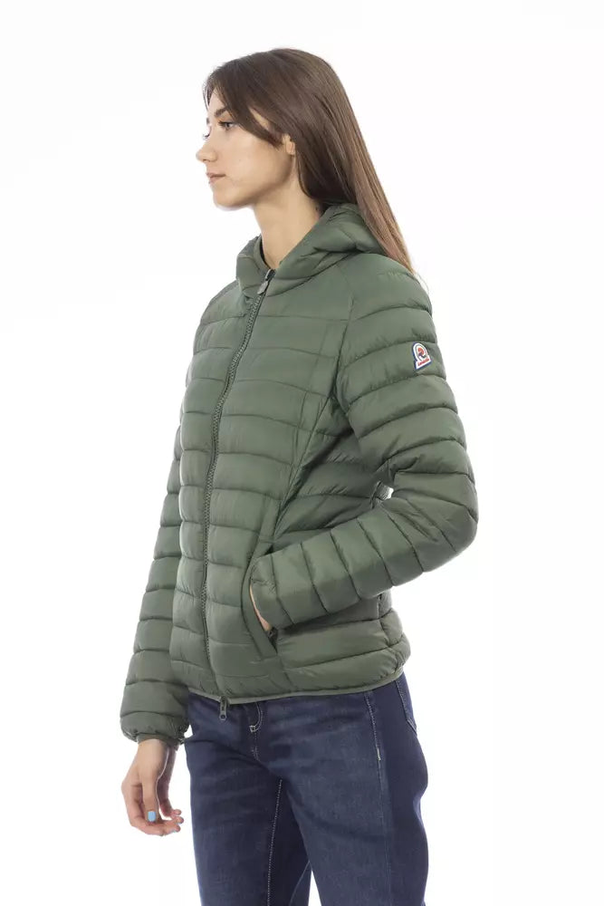 Chaqueta de nailon verde para mujer